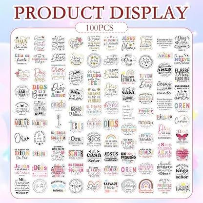 100 Pcs Spanish Inspirational Bible Verse Stickers for Adults - style: Spanish Bible Verse