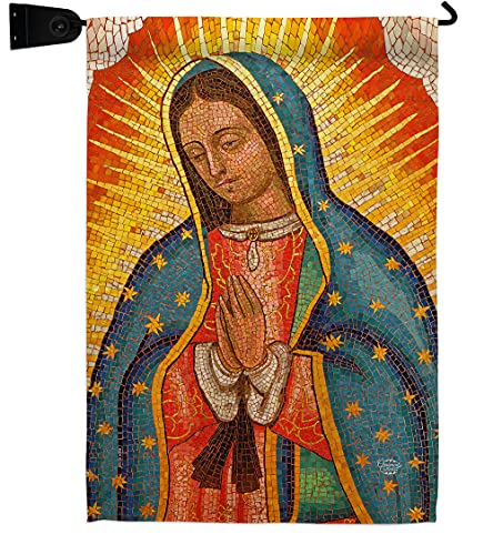 Lady of Guadalupe Garden Flag Set Mailbox Hanger Religious Faith Hope Grace Peace Dove Christian Religion Easter Small Decorative Gift Yard House Banner Double-Sided Made In USA 13 X 18.5 - size: Garden Flag Set 13"x 18.5" w/ Mailbox Hanger