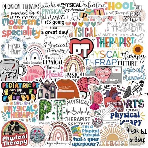 50pcs Physical Therapy Stickers,Nutritional Balance Graffiti Aesthetics Therapist Waterproof Vinyl for Water Bottles Laptop Notebooks Cars Bumpers Bikes Bedroom Travel Case - color: Physical Therapy Stickers