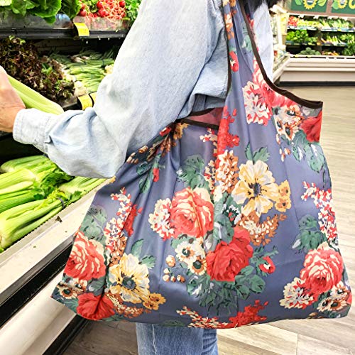 allydrew Large Foldable Tote Nylon Reusable Grocery Bags - color: Set of 2, Macarons, size: Large & Small (Set of 2)