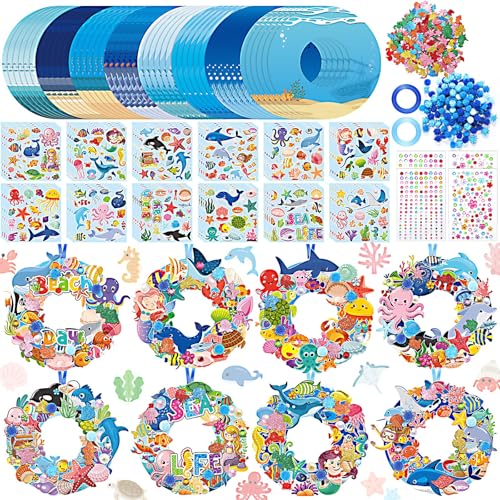 Hollowfly 48 Sets Under the Sea Craft Kits DIY Summer Ocean Wreaths - style: Summer Ocean