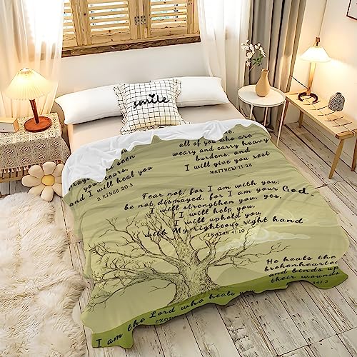 AMITAYUS Tree Healing Scripture Bible Verse Fleece Throw Sympathy Prayer Blanket Religious Christian Inspirational Gifts for Women Friends - 40''x50'' - color: Tree Healing Scriptures Prayer, size: Small 50"x40