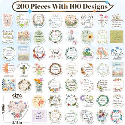 200PCS Bible Verse Stickers, Christian Jesus Faith Stickers