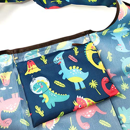 allydrew Large Foldable Tote Nylon Reusable Grocery Bags - color: Set of 2, Dinosaurs, size: Large & Small (Set of 2)
