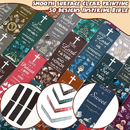 Epakh 30 Pcs Bible Verse Magnetic Christian Bookmarks Bulk 0.8x4.7in Inspirational Scripture Book Markers for Women Men Religious Motivational Magnet Page Clips Book Lovers Reading Gifts for Church