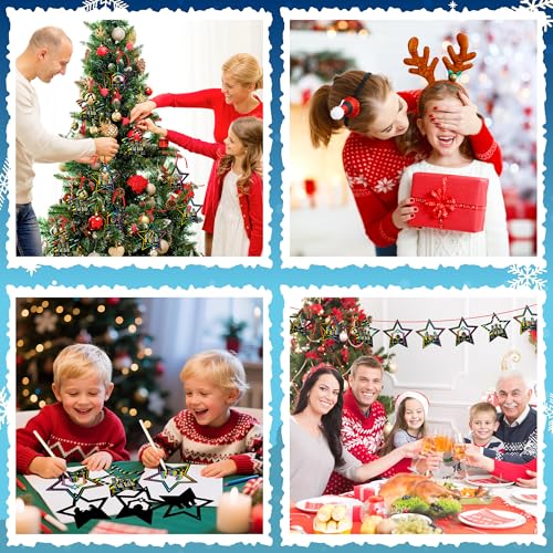 CY2SIDE 60PCS Easter Nativity Star Scratch Card Gift Set for Kid, DIY Jesus Birth Christian Scratch Paper Art for Kids School Activity, Religious Magic Art Rainbow Color Xmas Tree Hanging Ornament - style: Christmas Star