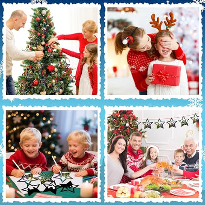 CY2SIDE 60PCS Easter Nativity Star Scratch Card Gift Set for Kid, DIY Jesus Birth Christian Scratch Paper Art for Kids School Activity, Religious Magic Art Rainbow Color Xmas Tree Hanging Ornament - style: Christmas Star