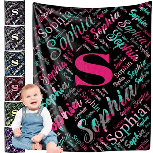 Custom Baby Blanket,Personalized Name Throw Blankets for Girls Boys Kids Baby Newborn Customized Gifts for Birthday Christmas - color: Design 2