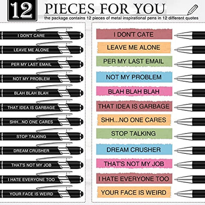 Zonon 12 Pcs Inspirational Pens, Motivational Ballpoint Pen Gifts for Women - color: Black, style: Negative Style