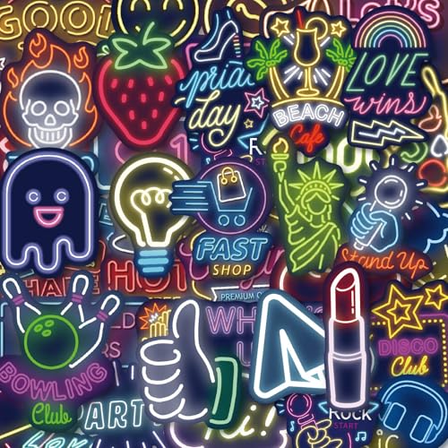 140 Pcs Neon Vinyl Stickers - Waterproof Cool Cute Aesthetic Stickers for Kids Teens Adults | Water Bottle Laptop Classroom Journaling Scrapbook Decor - color: Minimalist, style: Art Deco