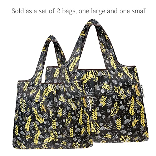 allydrew Large Foldable Tote Nylon Reusable Grocery Bags - color: Set of 2, Wheat, size: Large & Small (Set of 2)