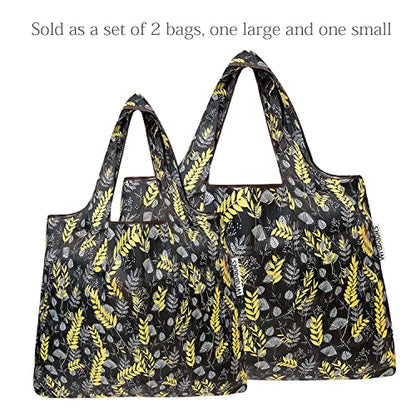allydrew Large Foldable Tote Nylon Reusable Grocery Bags - color: Set of 2, Wheat, size: Large & Small (Set of 2)