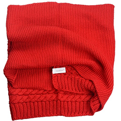 NEOSAN Womens Thick Ribbed Knit Winter Infinity Circle Loop Scarf - color: Crochet Red