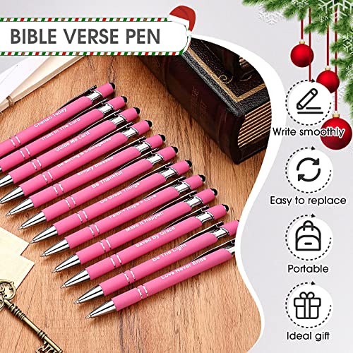 Sabary 12 Pcs Motivational Pens Stylus Tip Black Ink, Pink - color: Pink
