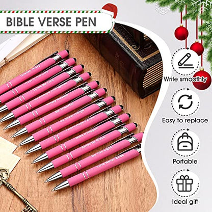 Sabary 12 Pcs Motivational Pens Stylus Tip Black Ink, Pink - color: Pink