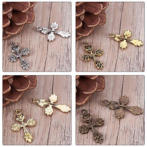 SUNNYCLUE 1 Box 80Pcs Cross Charms Rosary Charm Pendants Alloy Easter Holidays Jewelry Findings Making Accessory Metal Charms for DIY Thanksgiving Necklace Bracelet Crafting Party Favor Gift - color: 80pcs Mixed Color Cross Charms
