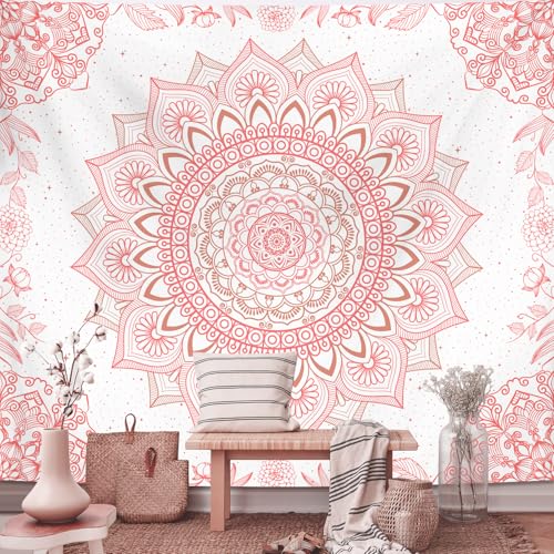 Apdidl Pink Boho Wall Tapestry for Bedroom,Mandala Bohemian Tapestries Girl - color: Boho Pink Tapestry, size: 90"L x 71"W