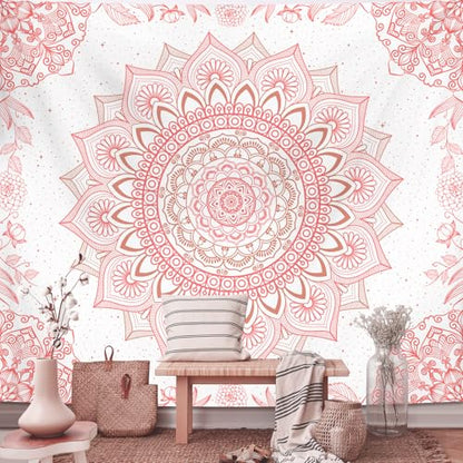 Apdidl Pink Boho Wall Tapestry for Bedroom,Mandala Bohemian Tapestries Girl - color: Boho Pink Tapestry, size: 90"L x 71"W