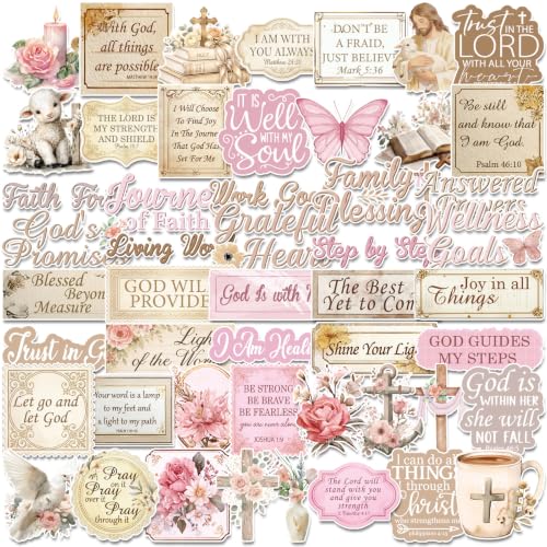 Christian Prayer Board Stickers - 50 Pcs Pink Jesus Bible Supplies - color: Pink Vintage