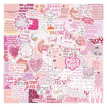109 PCS Bible Verse Stickers Pink Christian Stickers Faith Stickers Scripture Stickers Inspirational Stickers Bible Stickers for Adults Jesus Stickers Faith Based Gifts - style: Bible Verse