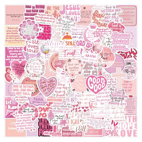 109 PCS Bible Verse Stickers Pink Christian Stickers Faith Stickers Scripture Stickers Inspirational Stickers Bible Stickers for Adults Jesus Stickers Faith Based Gifts - style: Bible Verse