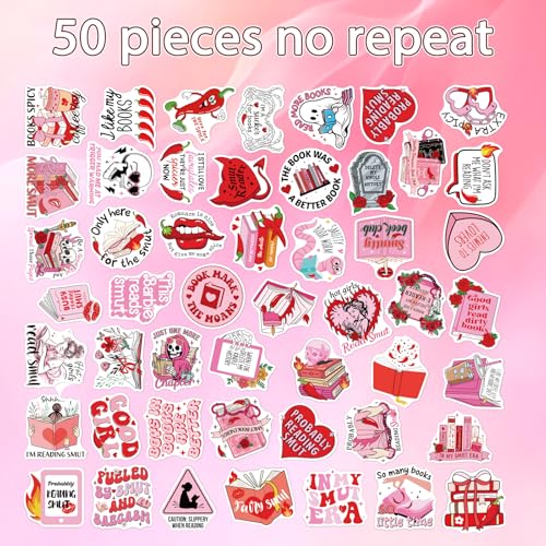 Smutty Book Stickers for Adults - 50 Pcs Bookish Smut Water Bottle Stickers, Spicy Waterproof Scrapbook Decals for Women, Reading Book Vinyl Sticker for Laptop Phone Journaling Skateboard - style: Smutty