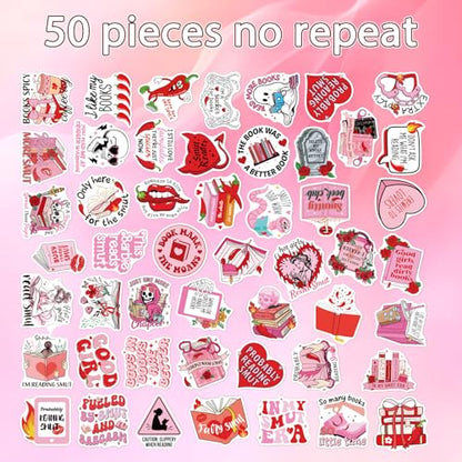 Smutty Book Stickers for Adults - 50 Pcs Bookish Smut Water Bottle Stickers, Spicy Waterproof Scrapbook Decals for Women, Reading Book Vinyl Sticker for Laptop Phone Journaling Skateboard - style: Smutty