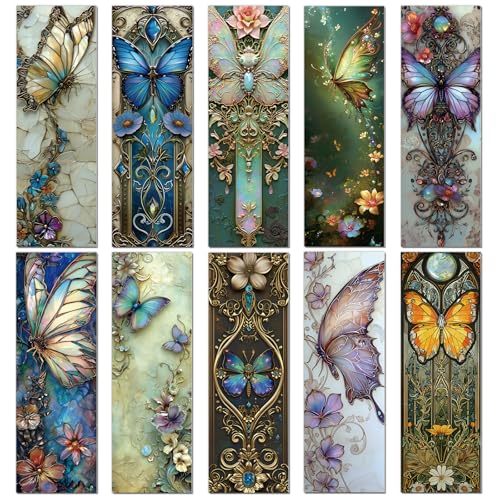 Fantasy Butterfly Bookmarks Gifts - 100 Pcs Fairy Tale Butterfly Bookmark Paper Floral Aesthetic Art Book Mark Page Clips for Women Men Book Lovers Students Teachers Bookish Reading Gifts - color: Fantasy Butterfly