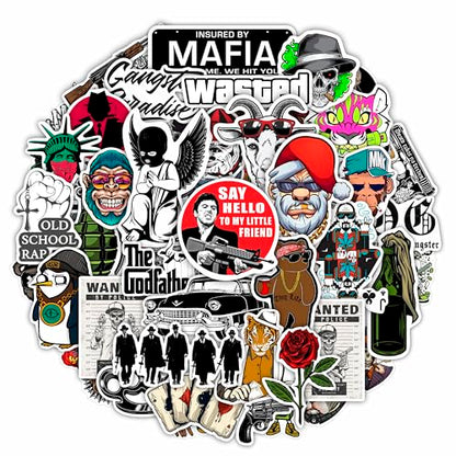 100Pcs Gangster Stickers, Gangster Decals, Skull Stickers, Mafia Laptop Decals, Gifts for Women & Men - color: Gangster Stickers