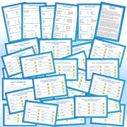 28 Pcs Christian Bible Family Feud Game with 2 Buzzers,Church Game Night, Bible Trivia Games Cards,Team Building & Family Game Night