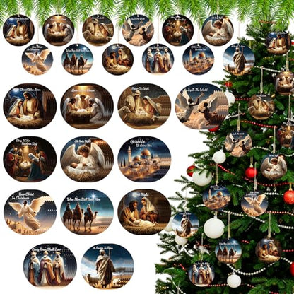 Soaoo 60 Pcs Christmas Nativity Scene Ornaments Bulk Wooden Decor, African - style: African