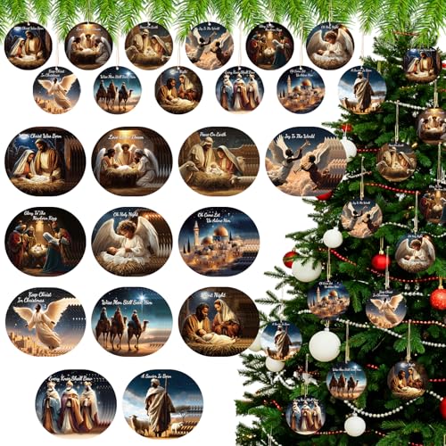 Soaoo 60 Pcs Christmas Nativity Scene Ornaments Bulk Wooden Decor, African - style: African