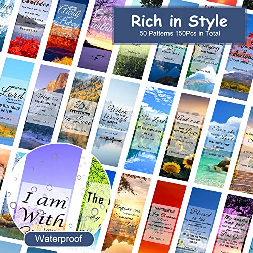 150Pcs Bible Bookmarks, Inspirational Christian Bookmarks Double Sided Scripture Book Markers Religious Bible Verse Book Mark for Women & Men Reading Lover Bible Book Markers for Classroom Church - color: 50 Styles 150 Pcs