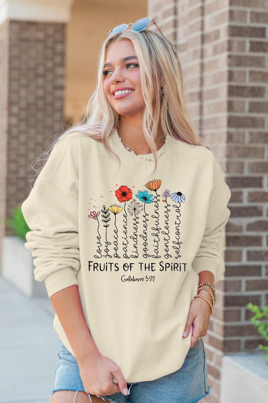 KIDDAD Christian Sweatshirts for Women Jesus Sweatshirt Bible Verse Sweatshirt Fruits of the Spirit Long Sleeve Pullover - color: Apricot, size: X-Large