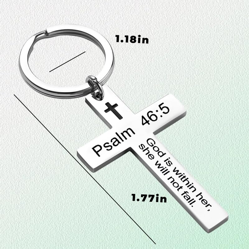 YALLNASL Christian Christmas Birthday Gifts for Daughter Son Inspirational Gifts for Women Men Christian Cross Keychains - color: Psalm 46:5