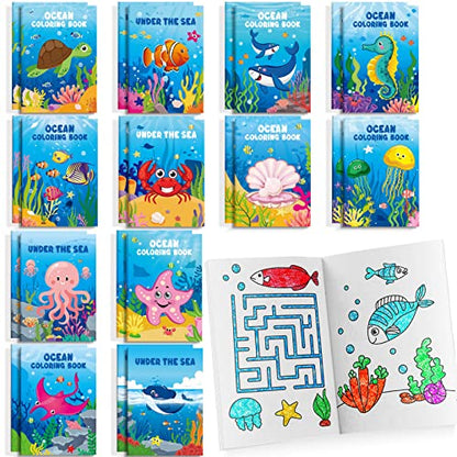 BenLouis 24 Pcs Under the Sea Mini Coloring Books for Kids Party Favors - style: Ocean