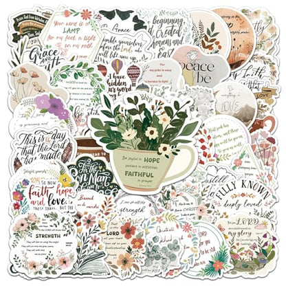 50Pcs Bible Verse Stickers, Inspirational Jesus Sticker, Waterproof, Fade-Resistant, Christian Stickers for Women, Water Bottles, Journaling, Kids, Men - style: Bible50