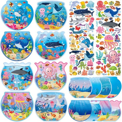 Frienda 48 Sets Fish Ocean Stickers Craft Kit, Summer Scene DIY Bulk - style: Fish
