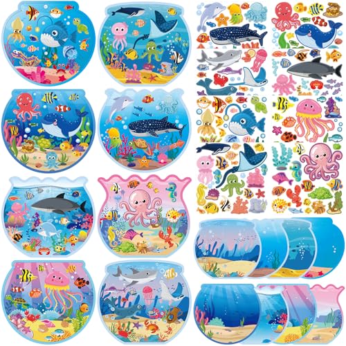 Frienda 48 Sets Fish Ocean Stickers Craft Kit, Summer Scene DIY Bulk - style: Fish