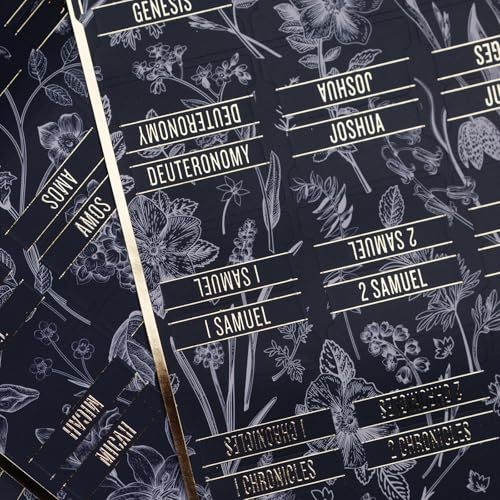 UPAFEXXI-Bible Tabs for Women and Men, 3D Gold Foil Embossed Lettering - color: Navy Blue