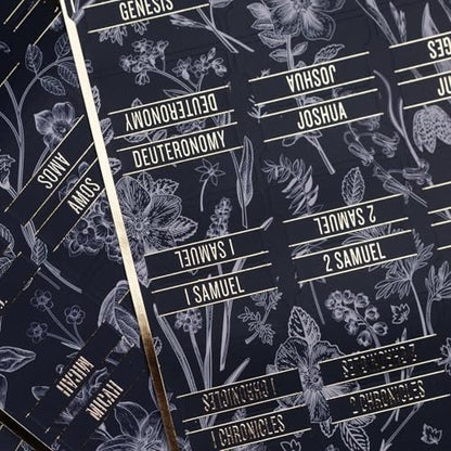 UPAFEXXI-Bible Tabs for Women and Men, 3D Gold Foil Embossed Lettering - color: Navy Blue
