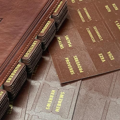 Bible Tabs for Women & Men Brown – 80 Gold Foil (66+14 Blank) ﻿ - color: Brown