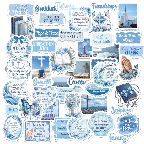 Ocean Prayer Board Supplies - 50 Pcs Blue Christian Jesus Stickers - color: Blue Ocean