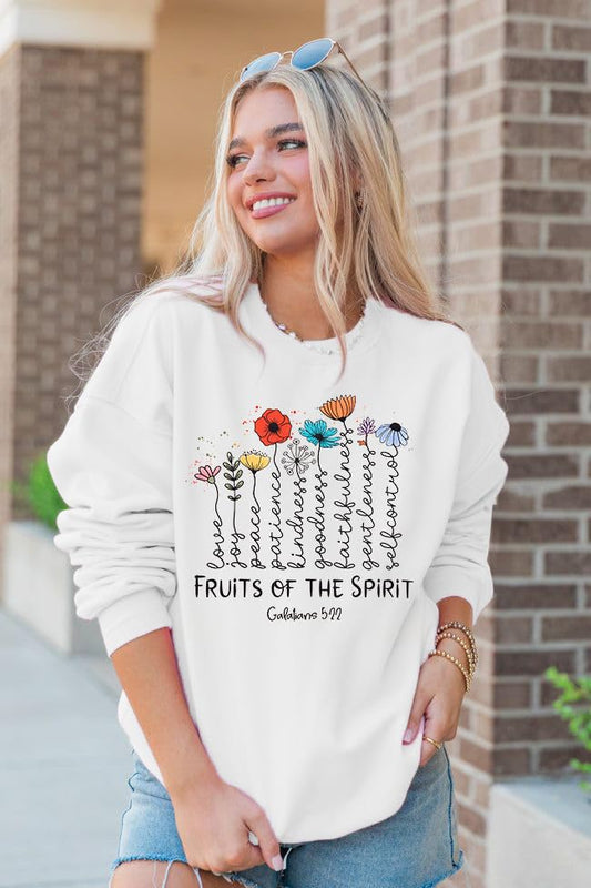 KIDDAD Christian Sweatshirts for Women Jesus Sweatshirt Bible Verse Sweatshirt Fruits of the Spirit Long Sleeve Pullover - color: White, size: Small