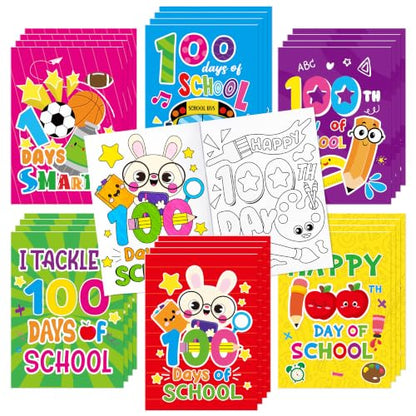 ANGOLIO Back to School Coloring Books, 24Pcs Drawing Sheets for Students - style: 100 Days of School