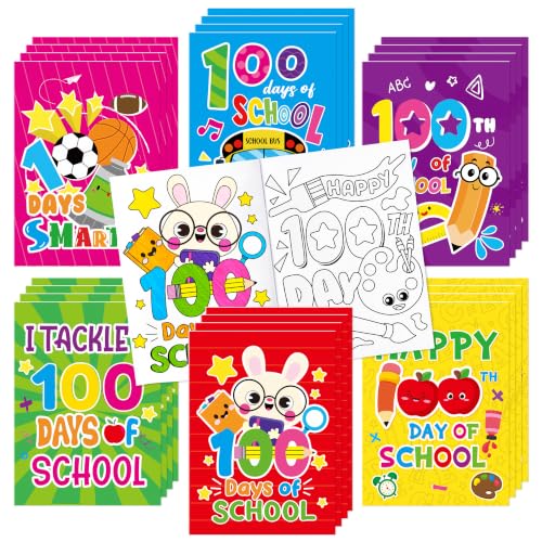 ANGOLIO Back to School Coloring Books, 24Pcs Drawing Sheets for Students - style: 100 Days of School