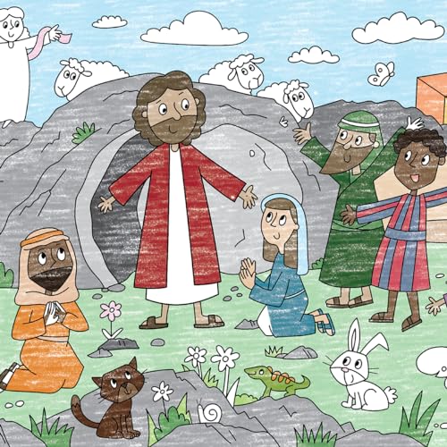 Large Coloring Poster Easter Resurrection of Jesus Christ 30 x 72 Inches Rolled Ideal for Parties and Family Gatherings Ages 4 and Up - color: Easter