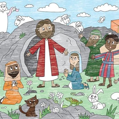 Large Coloring Poster Easter Resurrection of Jesus Christ 30 x 72 Inches Rolled Ideal for Parties and Family Gatherings Ages 4 and Up - color: Easter