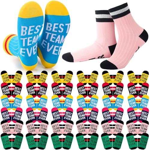 Glitopper 36 Pairs Best Team Ever Gift Socks Bulk for Employee - color: Bright