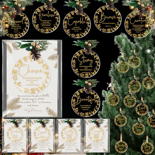 Kasyat 48 Sets Christian Christmas Ornaments Religious Bible Words Decor